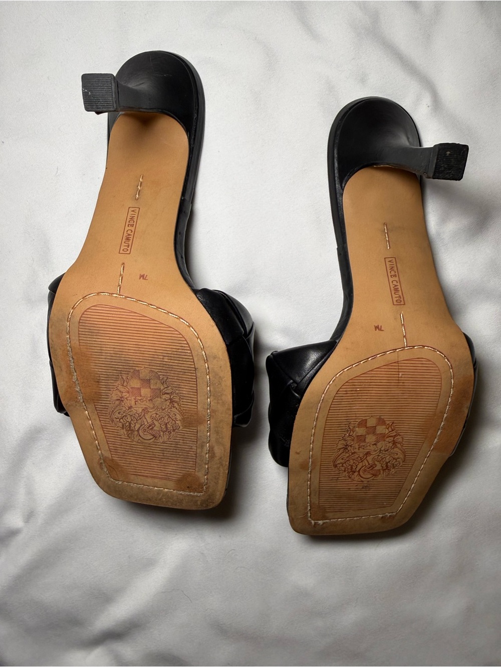 Vince Camuto Black Woven Square-Toe Heeled Mules - Picture 11 of 16